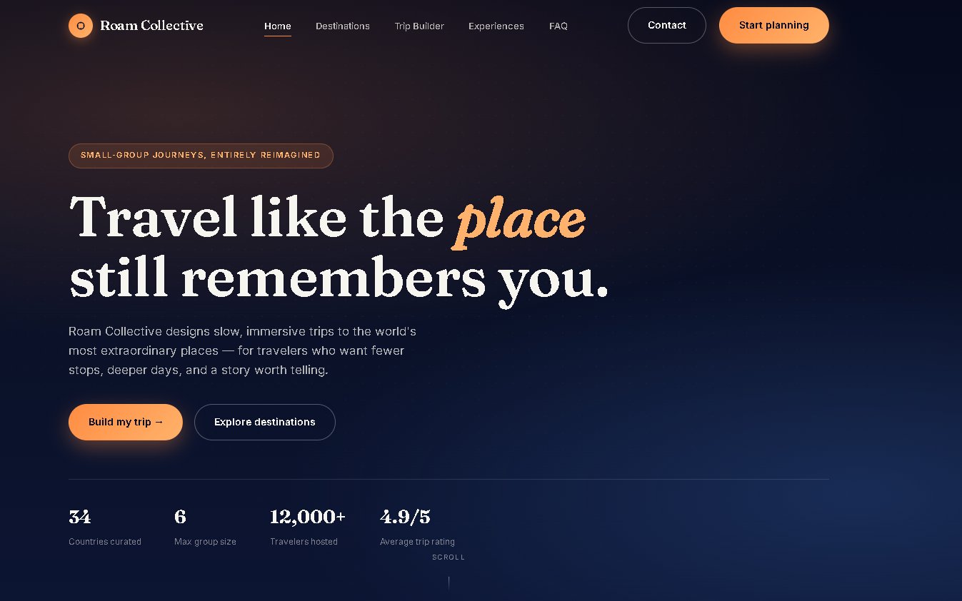 Roam Collective — site réalisé par The Kinetiq Studio